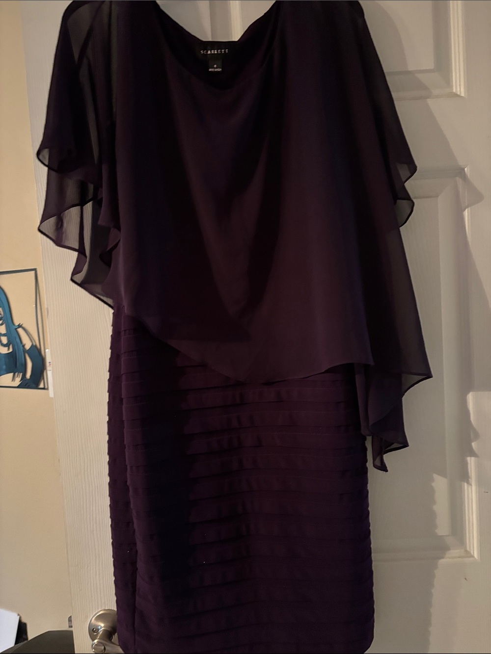 Scarlett Deep Plum Layered Chiffon Cocktail Dress